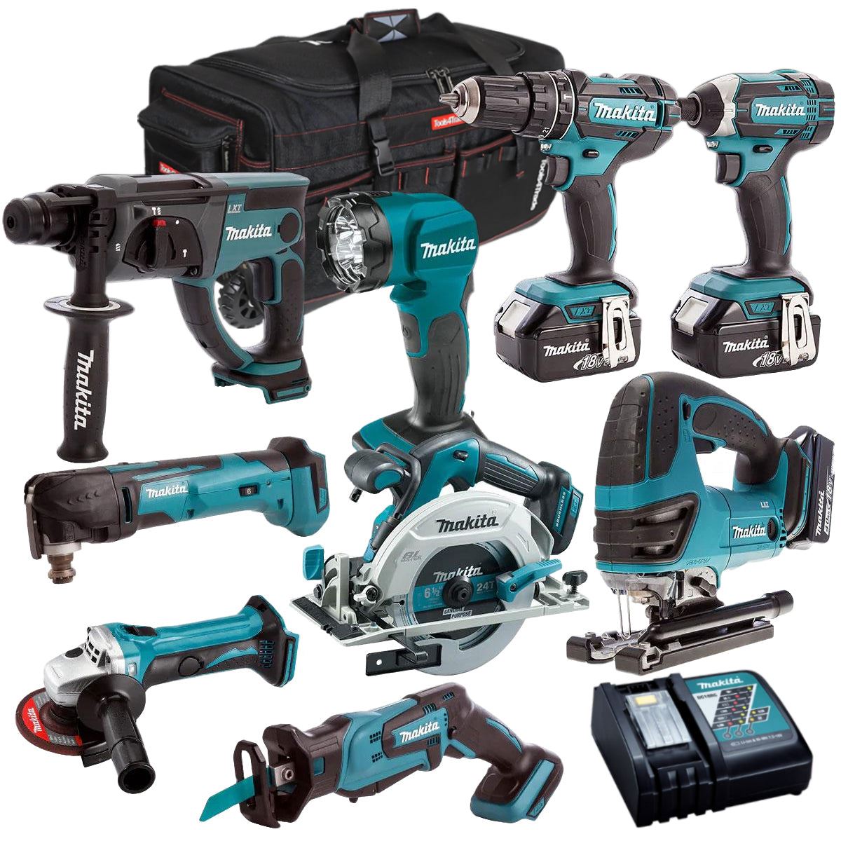 Makita 18V 9 Piece Combo Kit with 3 x 5.0Ah Batteries & Charger T4TKIT-7315