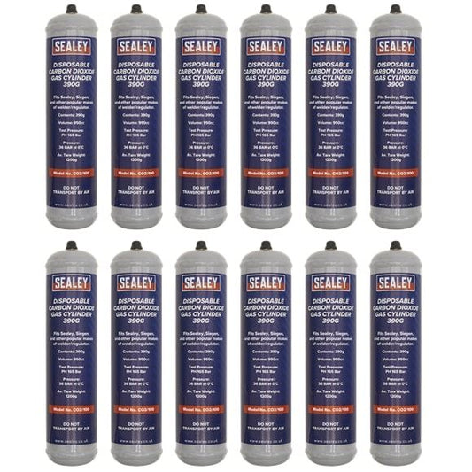 Sealey CO2/100/12 Disposable Carbon Dioxide Gas Cylinder 390g Box of 12