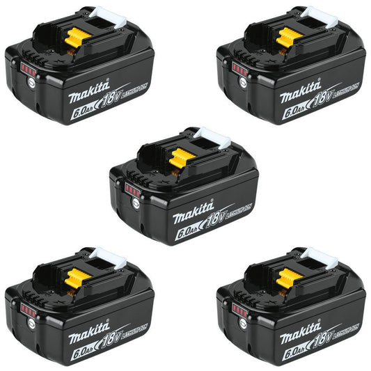 Makita BL1860B x 5 18V LXT Li-ion 6.0Ah Genuine Battery 197422-4 Pack of 5