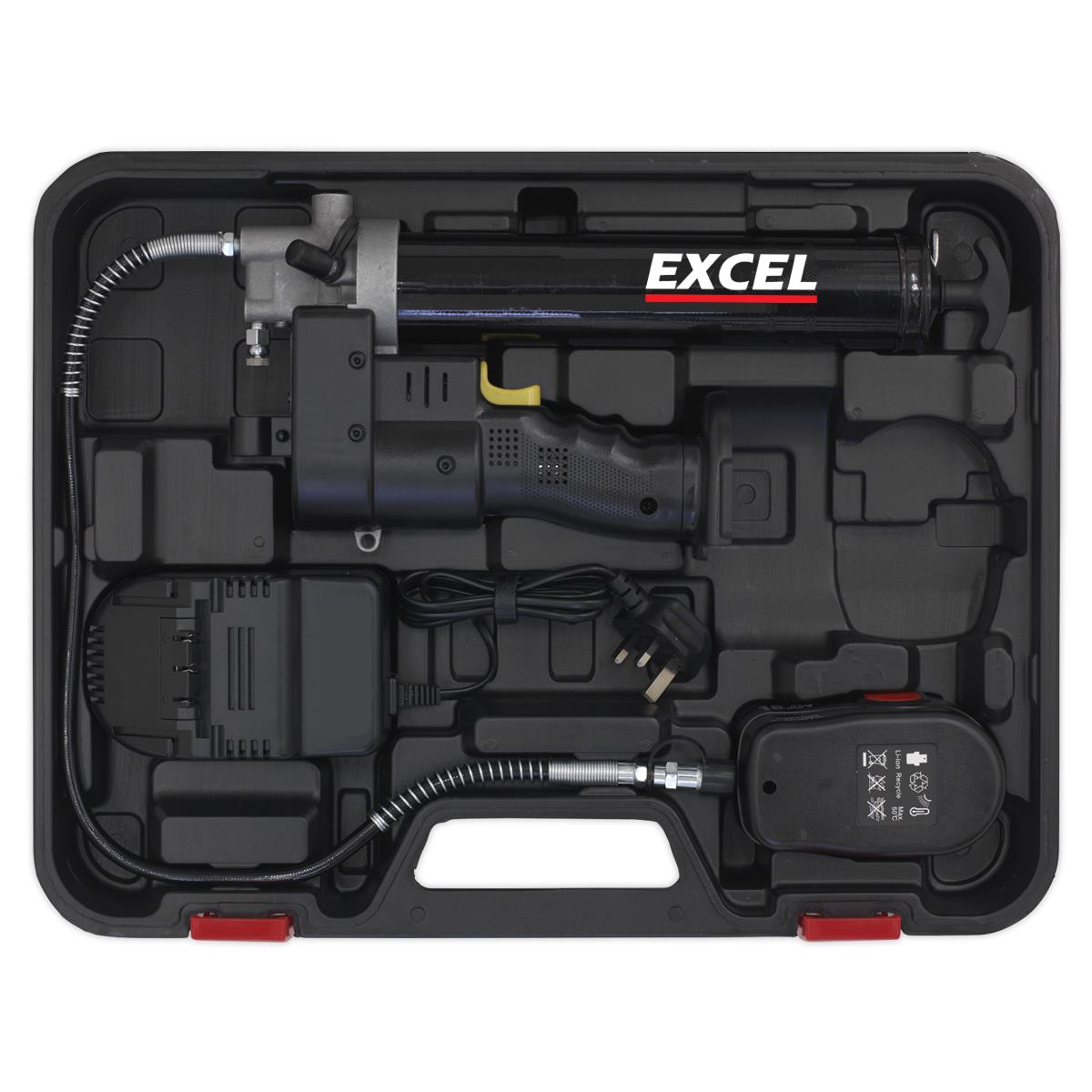 Excel 18V Cordless Li-ion Grease Gun with 1 x 2.0Ah Battery