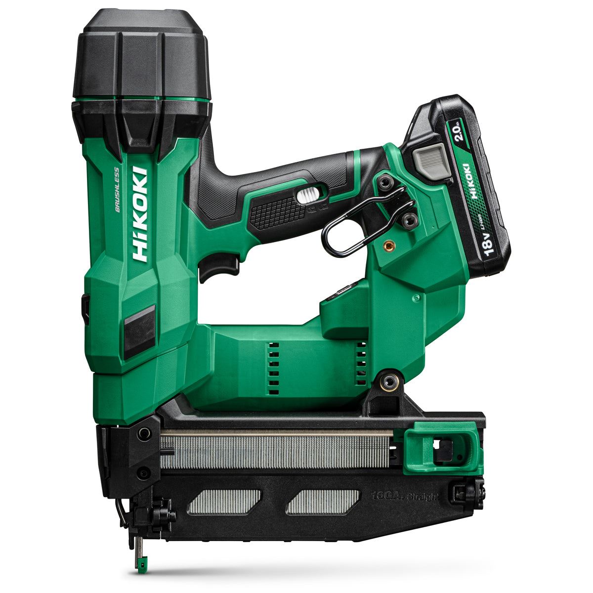 Hikoki NT1865DSAJXZ 18V Brushless 2nd Generation 16G Straight Finishing Nailer with 2 x 2.0Ah Battery Charger & Case