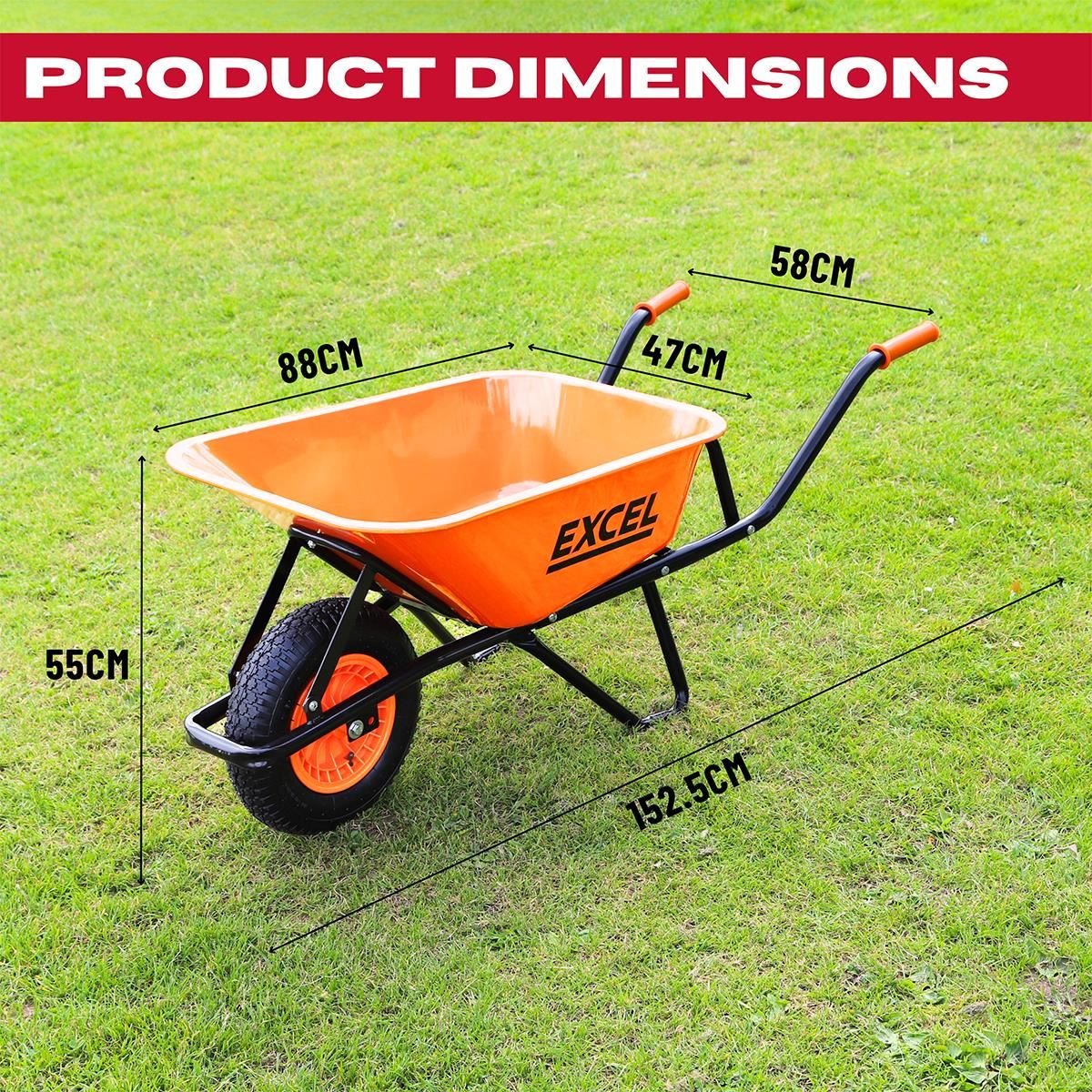 Excel Heavy Duty Wheelbarrow with Galvanized Steel Tray Item Condition Damaged Box