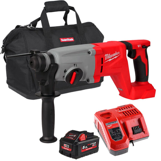 Milwaukee M18BLHACD26-0 18V Brushless SDS+ D-Handle Rotary Hammer Drill with 1 x 5.5Ah Battery Charger & Bag