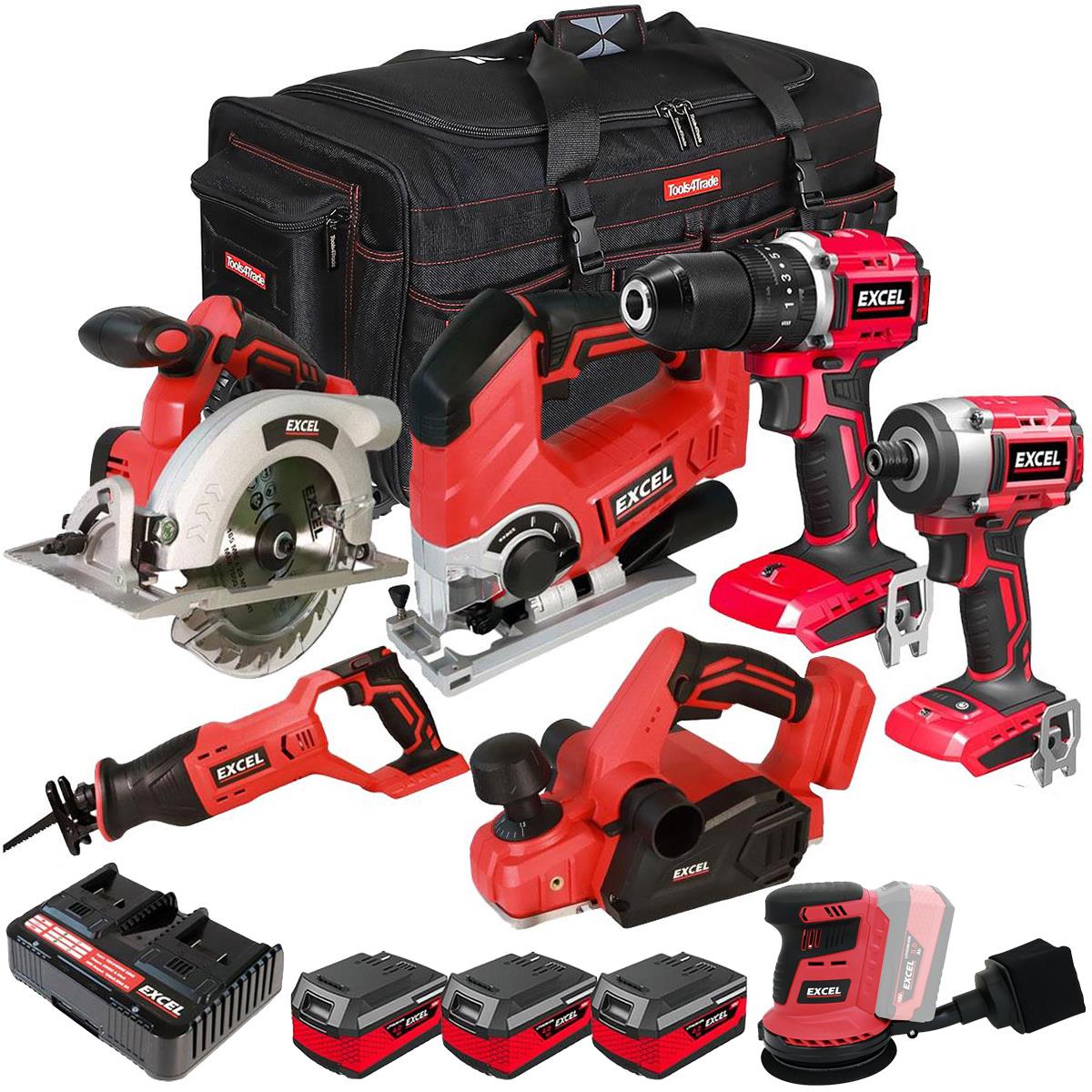 Excel 18V 7 Piece Combo Kit with 3 x 4.0Ah Batteries & Charger EXLKIT-16289