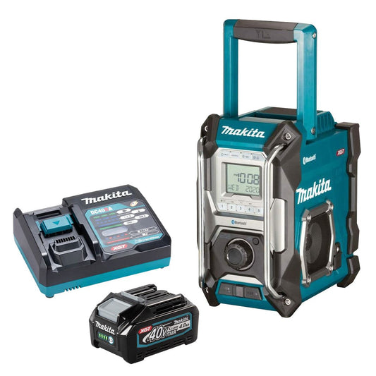 Makita MR002GZ 12V/40V CXT/ LXT/ XGT Blue Job Site Radio With Bluetooth With 1 x 4.0Ah Battery & Charger