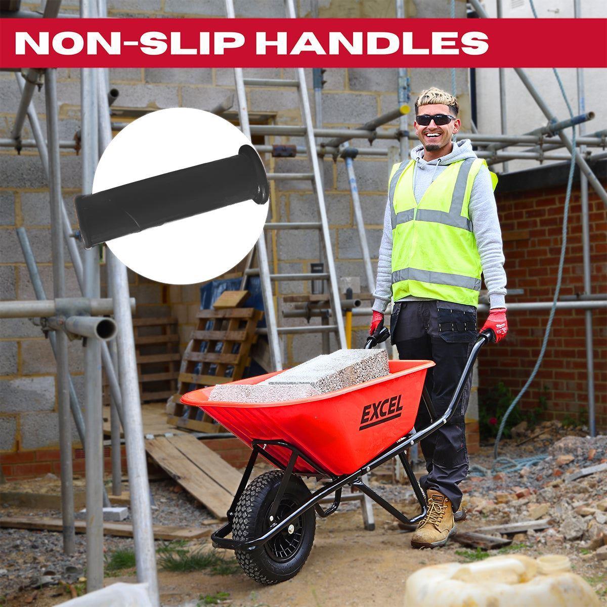 Excel 70L Portable Cement Concrete Mixer 240V/220W with Wheels & 100L Wheelbarrow Red HDPE Tray