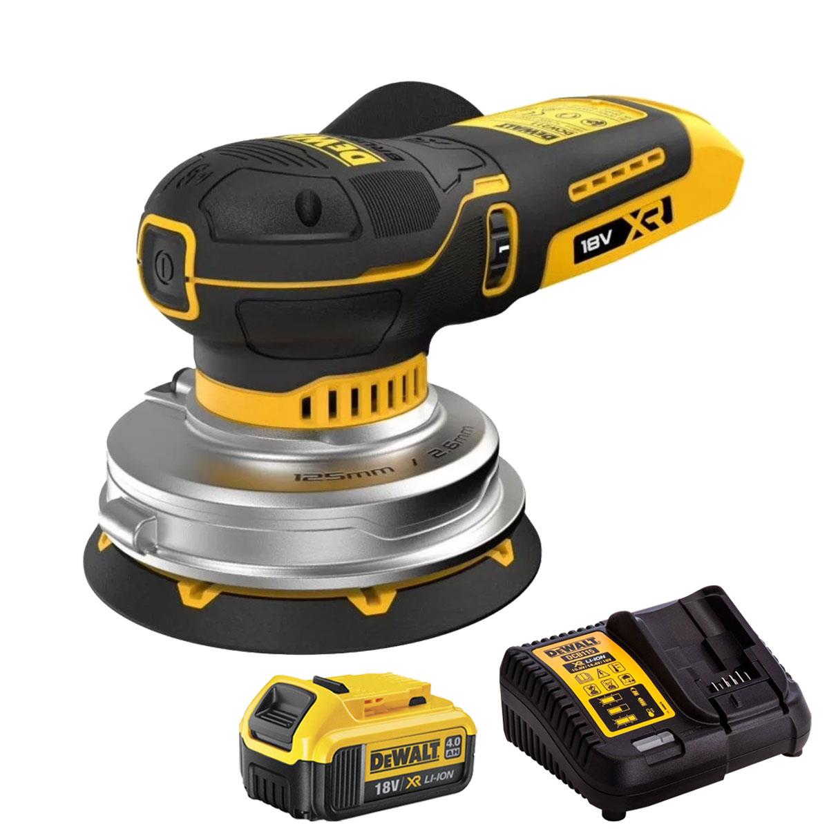 Dewalt DCW211N-XJ 18V XR Brushless 125mm Random Orbital Sander with 1 x 4.0Ah Battery & Charger