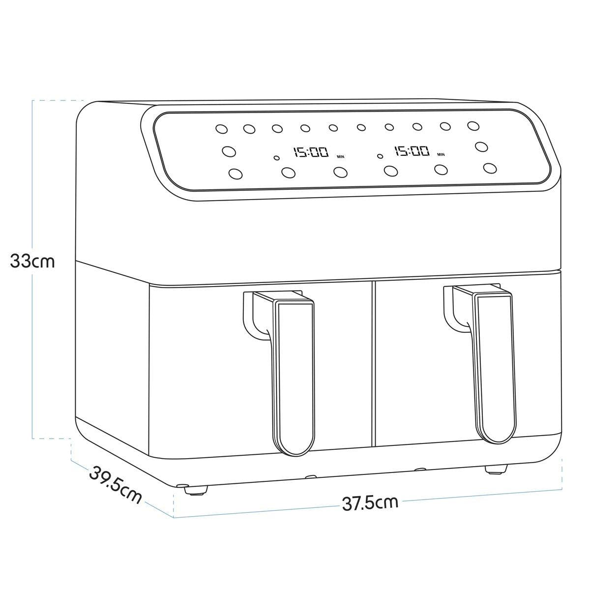 Sealey DH172 Baridi Dual Zone Air Fryer with 8 Preset Functions 8L Capacity 230V/1700W