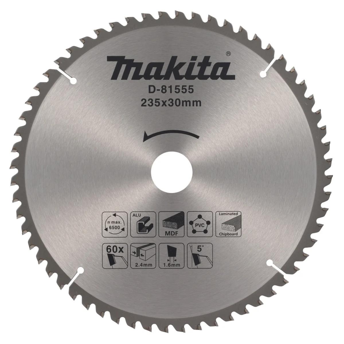 Makita D-81555 TCT Multi-Purpose Circular Saw Blade 235mm x 30mm x 60T