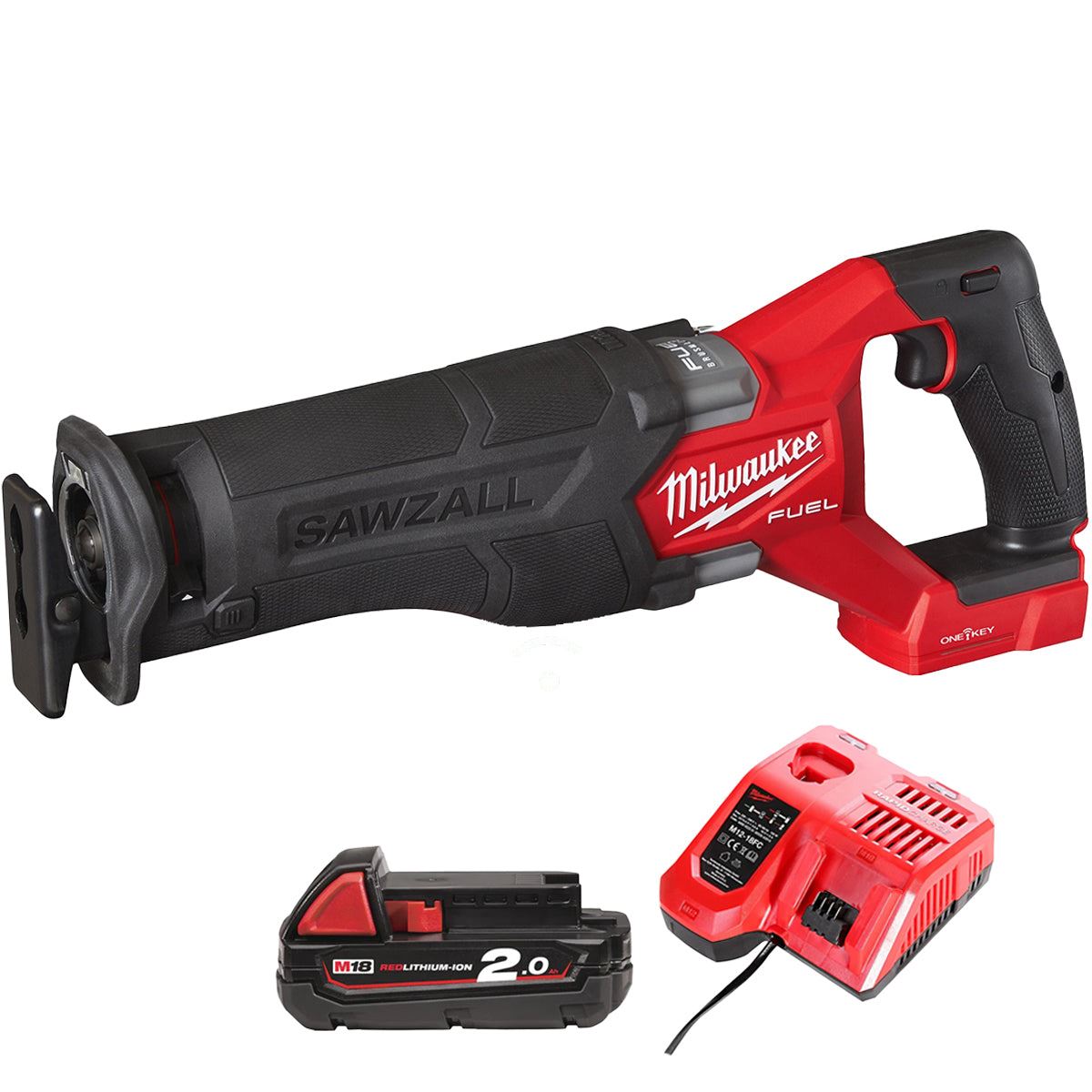 Milwaukee M18ONEFSZ-0 M18 FUEL 18V ONE-KEY Sawzall with 1 x 2.0Ah Battery & Charger