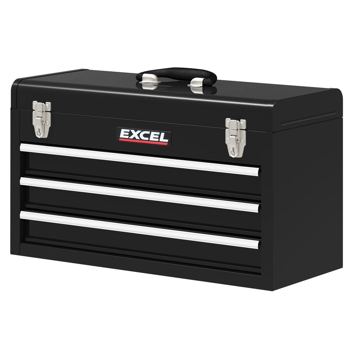 Excel 3 Drawers Portable Tool Chest Cabinet with Ball Bearing Slides Black