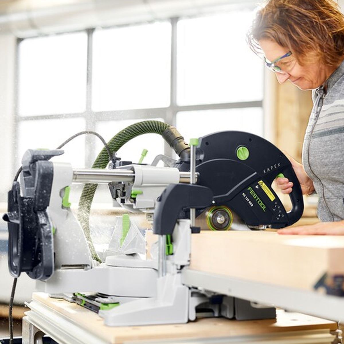 Festool KAPEX KS 120 REB 230V GB 260mm Sliding Compound Mitre Saw - 575304 With SYS-AIR M Air purifier 577785