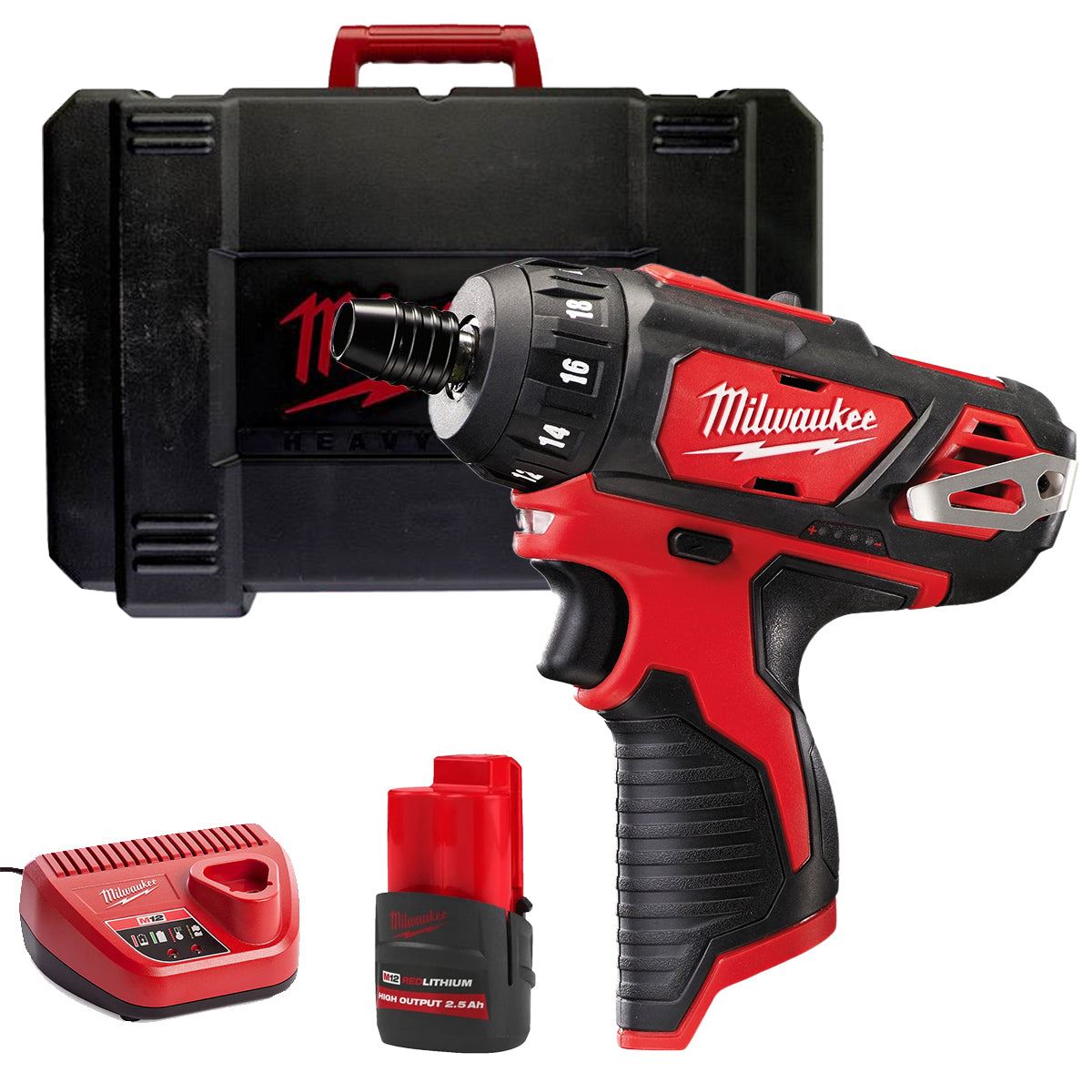 Milwaukee M12BD-0C 12V Screwdriver with 1 x 2.5Ah Battery Charger & Case