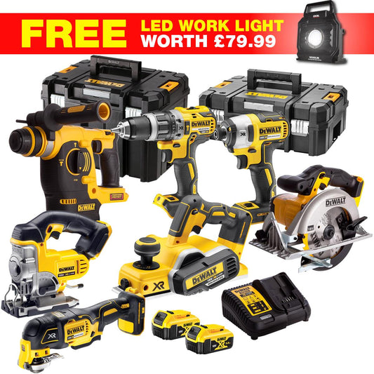 Dewalt DCKT4T8WLF 18V XR 8 Piece Power Tool Kit with 2 x 5.0Ah Batteries Charger & Toolbox