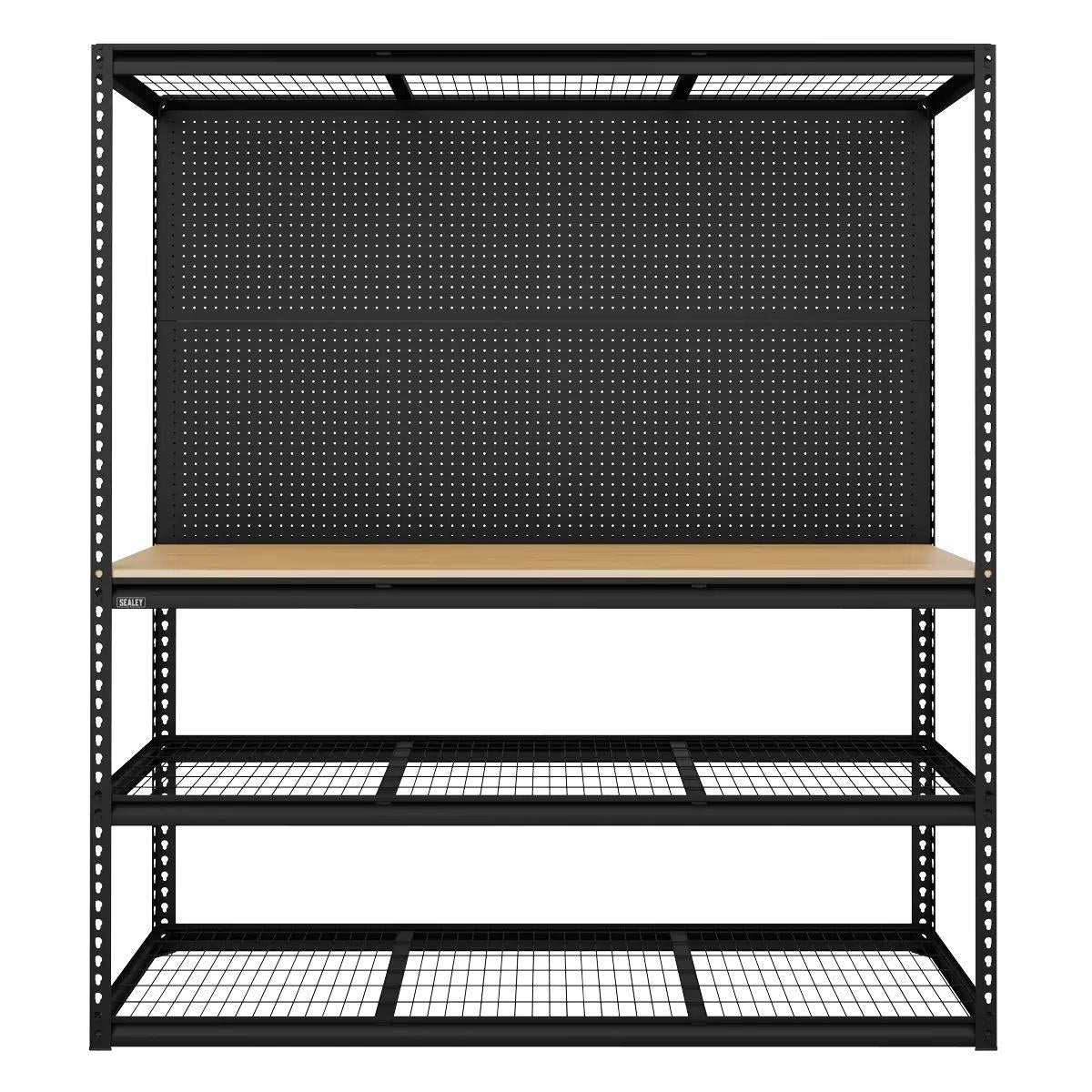 Sealey APMWB1 Heavy-Duty Modular Workbench with Racking & Pegboard 300kg Capacity Per Level