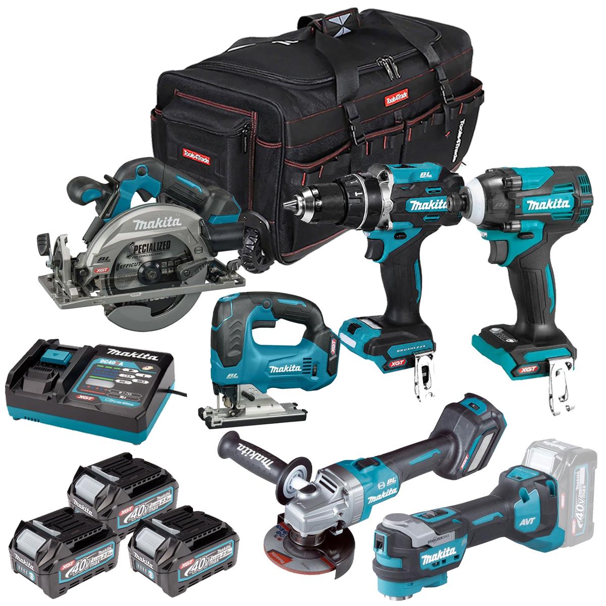 Makita 40V 6 Piece Combo Kit with 3 x 2.5Ah Batteries & Charger T4TKIT-7196