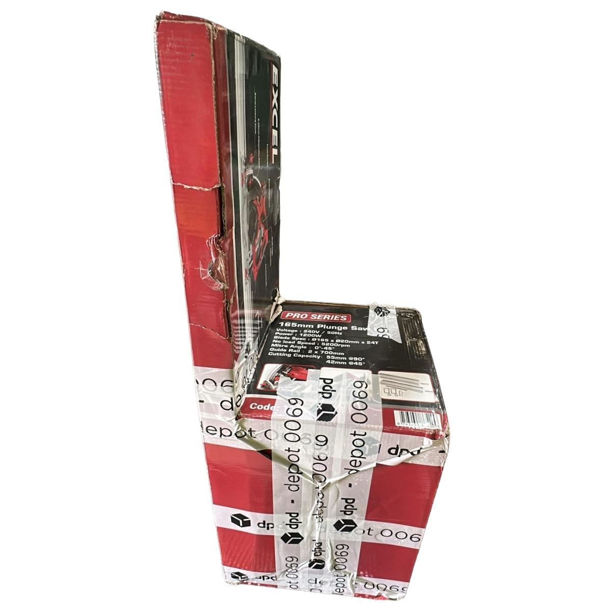 Excel 165mm Plunge Saw 1200W/240V with Guide Rail Set Item Condition Damaged Box