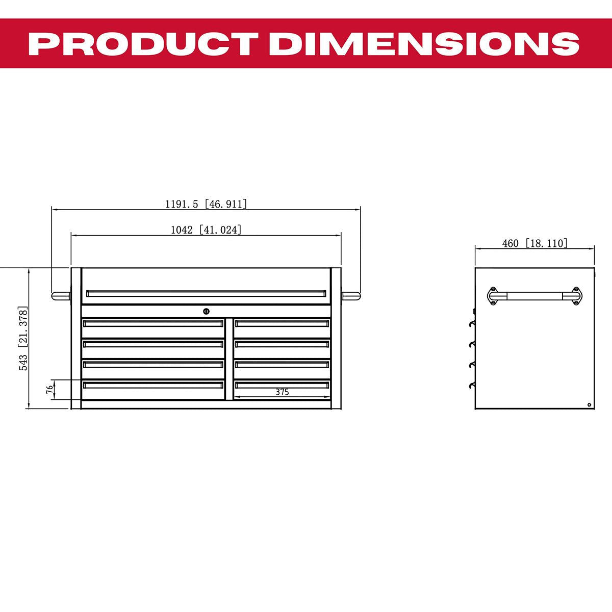 Excel 41inch 6 Drawer Stainless Steel Cabinet with 8 Drawer Top Chest