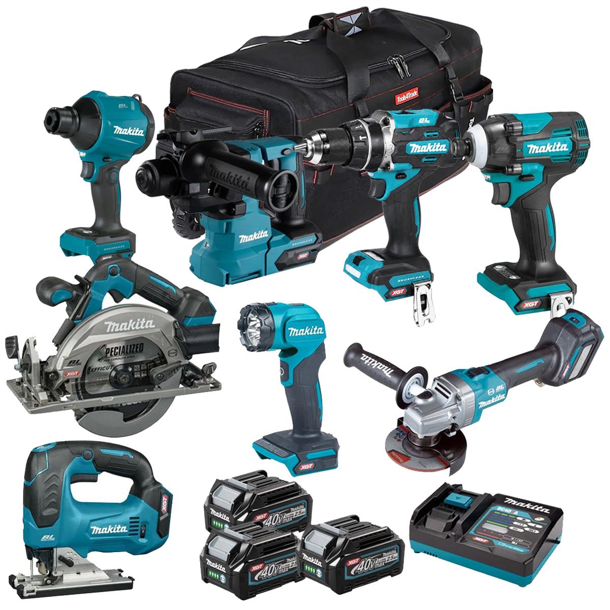 Makita 40V 8 Piece Combo Kit with 3 x 2.5Ah Batteries & Charger T4TKIT-6593