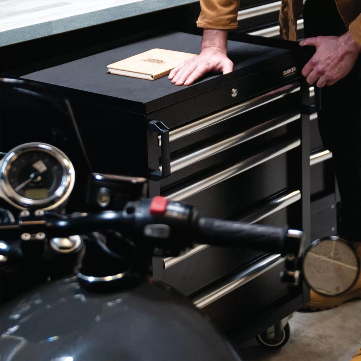 Draper MS400COMBO/14B BUNKER Modular Storage Combo with Stainless Steel Worktop 14 Piece 04415