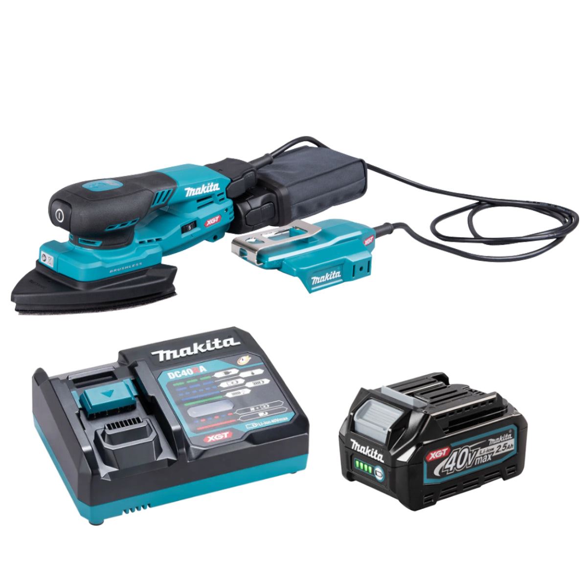 Makita BO006CGZ 40V XGT 100 x 150mm Brushless Orbital Sander With 1 x 2.5Ah Battery & Charger