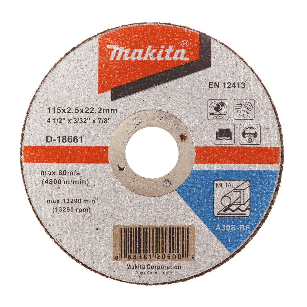 Makita D-18661 A30S Metal Cut-Off Wheel 115 x 2.5 x 22.23 mm - Pack of 1