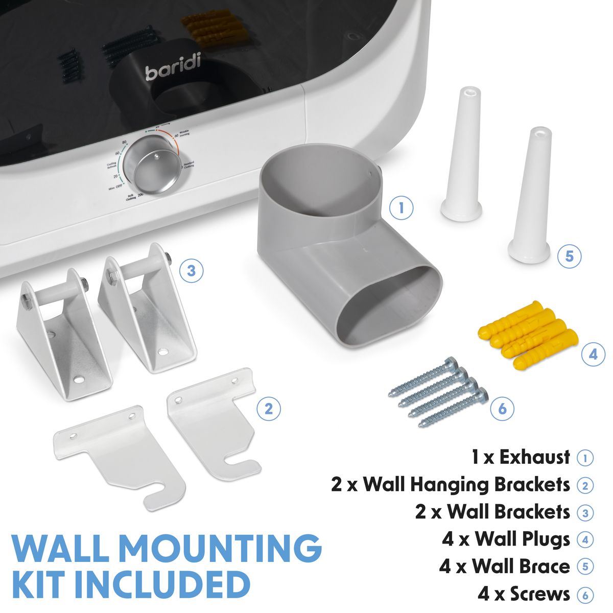 Sealey DH192 Baridi Tabletop Mini Tumble Dryer with Analogue Controls 2.5kg Capacity White 240V