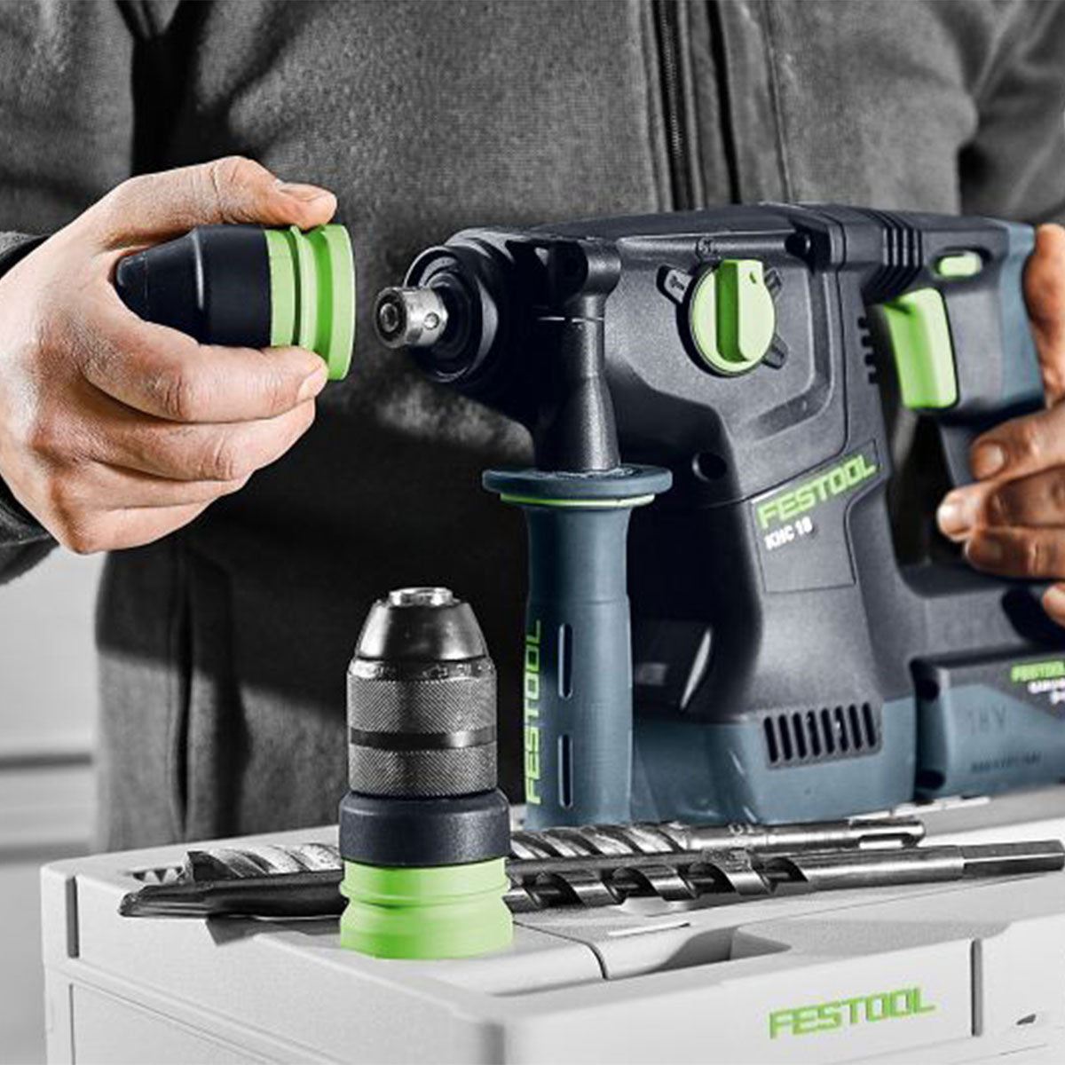 Festool KHC 18 EB-Basic 18V Brushless Rotary Hammer Drill with 1 x 8.0Ah Battery Charger & Case