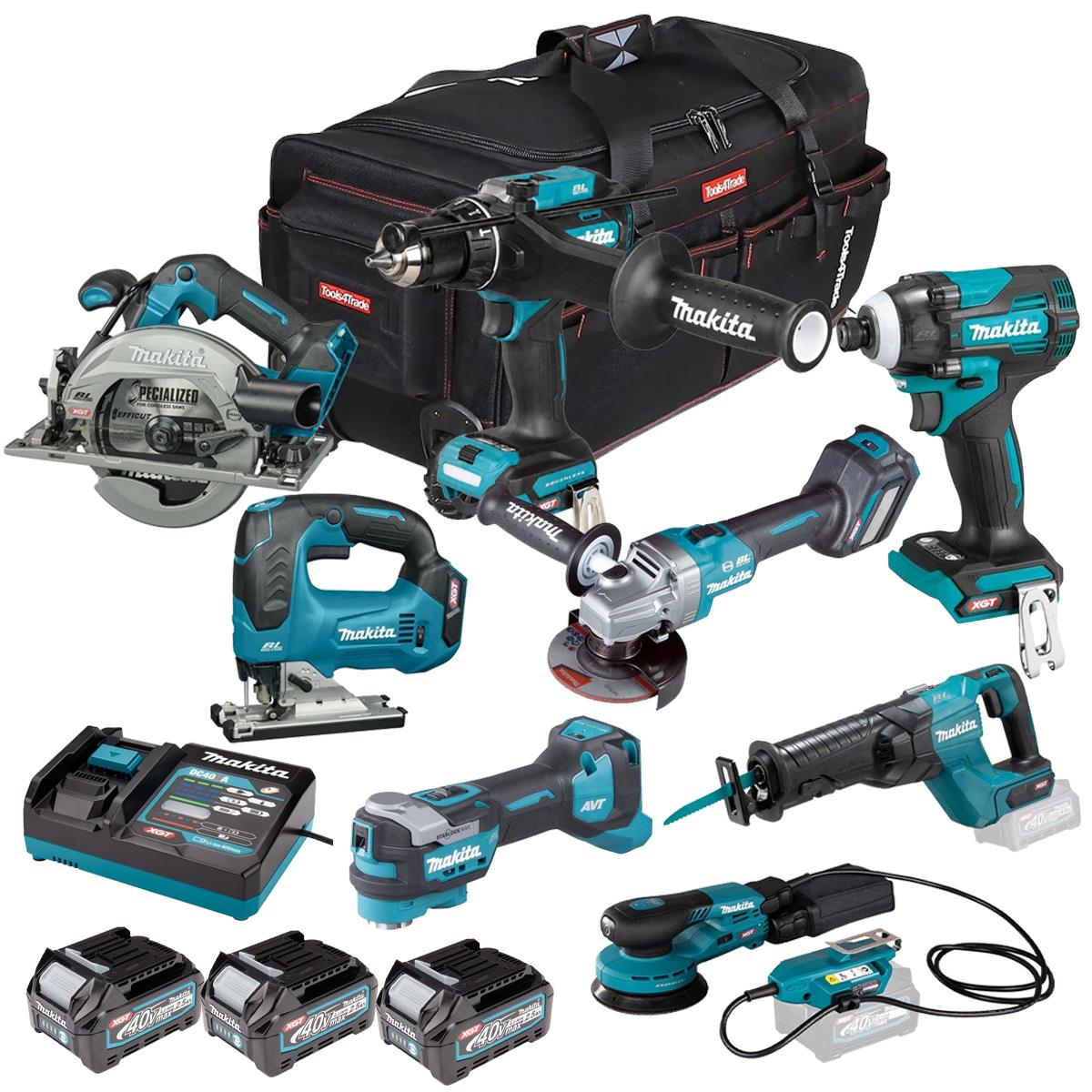 Makita 40V 8 Piece Combo Kit with 3 x 2.5Ah Batteries & Charger T4TKIT-6955