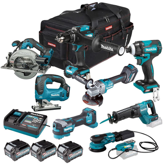 Makita 40V 8 Piece Combo Kit with 3 x 2.5Ah Batteries & Charger T4TKIT-6955