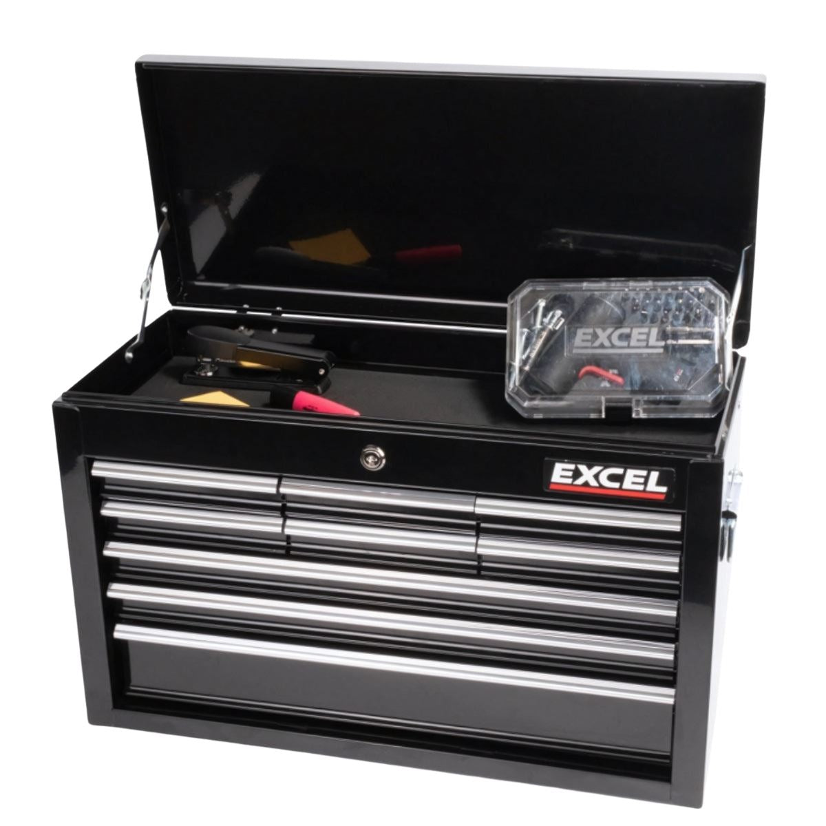 Excel 14 Drawers Tool Chest Storage Roller Cabinet Black