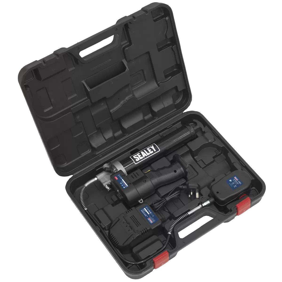 Sealey CPG18V 18V Cordless Grease Gun With 1 x 2Ah Battery, Charger & Storage Case