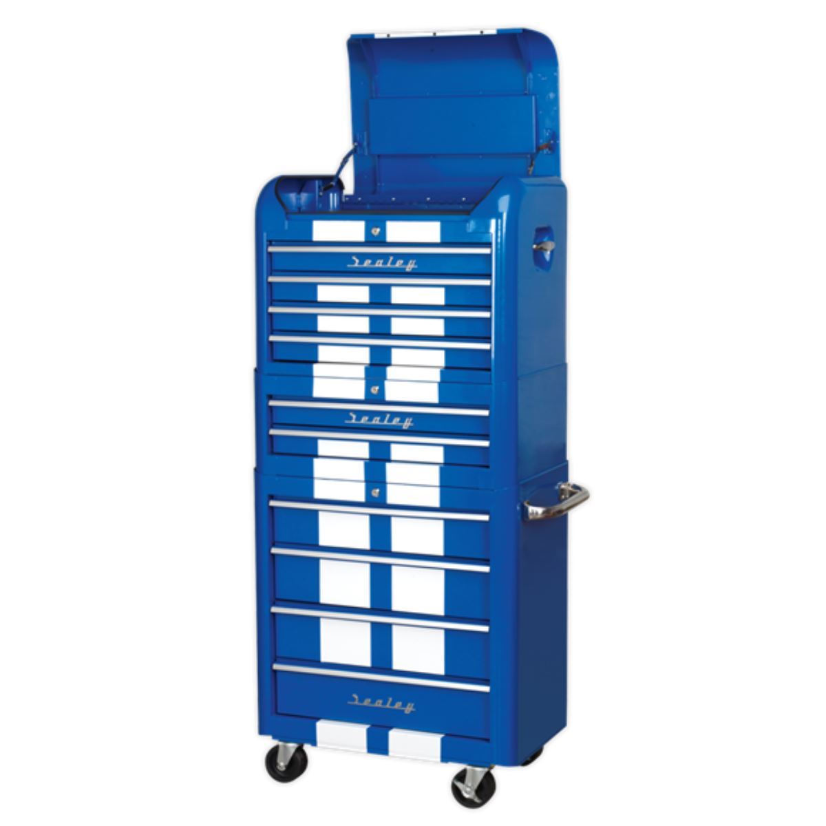 Sealey AP28COMBO2BWS 10 Drawer Retro Style Rollcab Blue and White