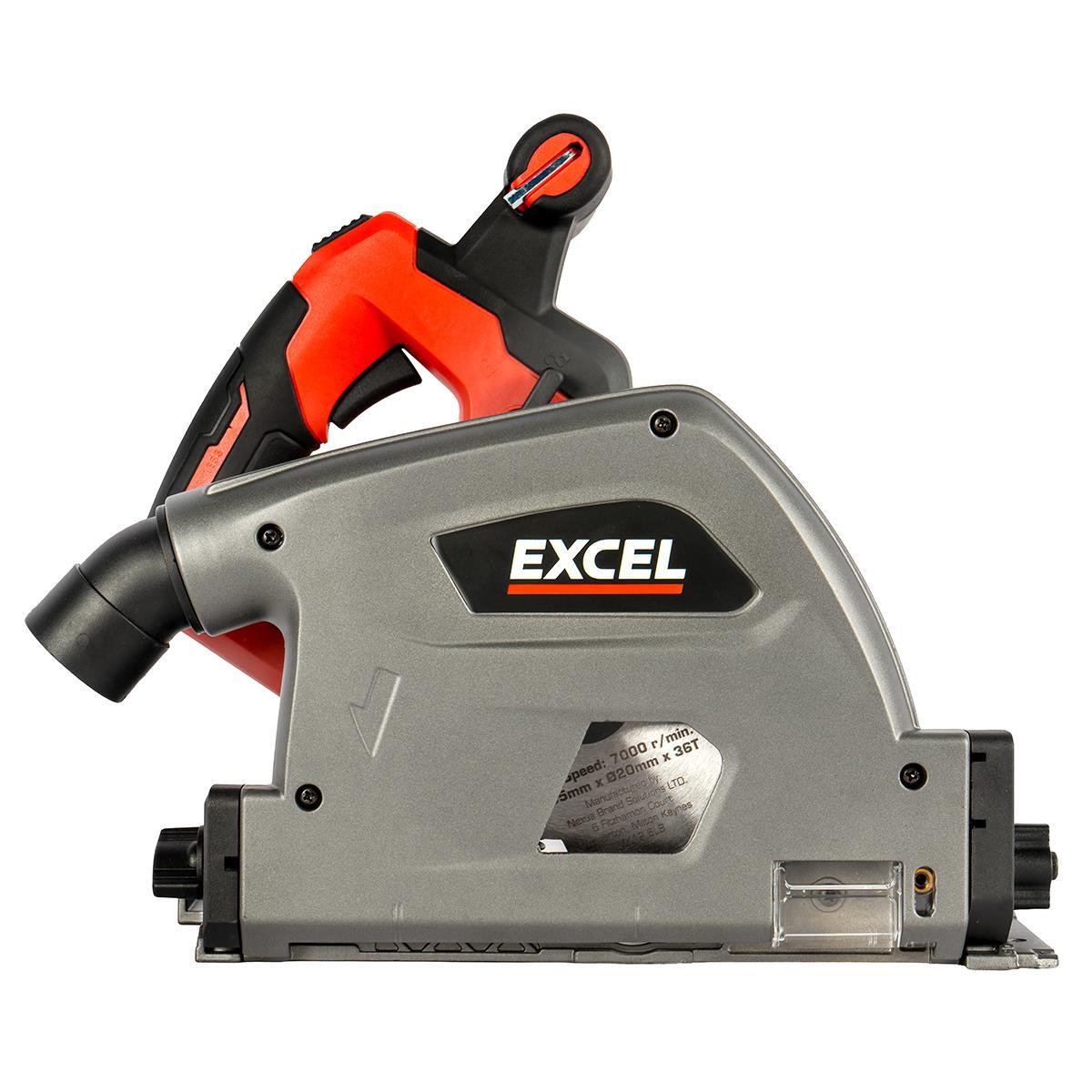 Excel 36V Brushless 165mm Plunge Saw with 2 x 5.0Ah Battery Charger & Tool Bag