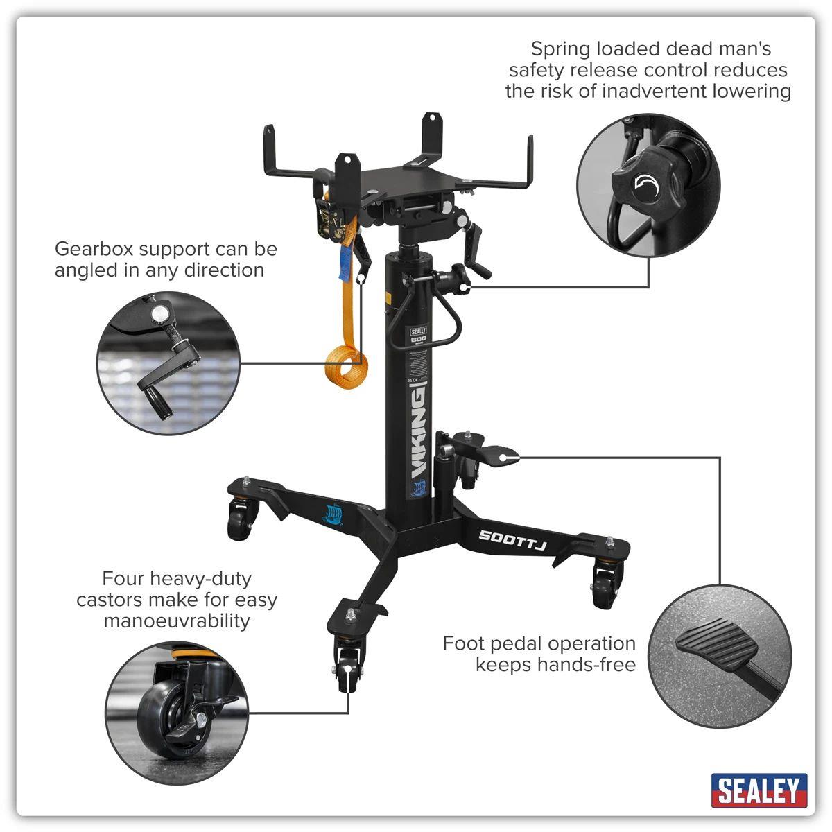 Sealey 500TTJ Transmission Jack 0.5tonne Vertical Telescopic