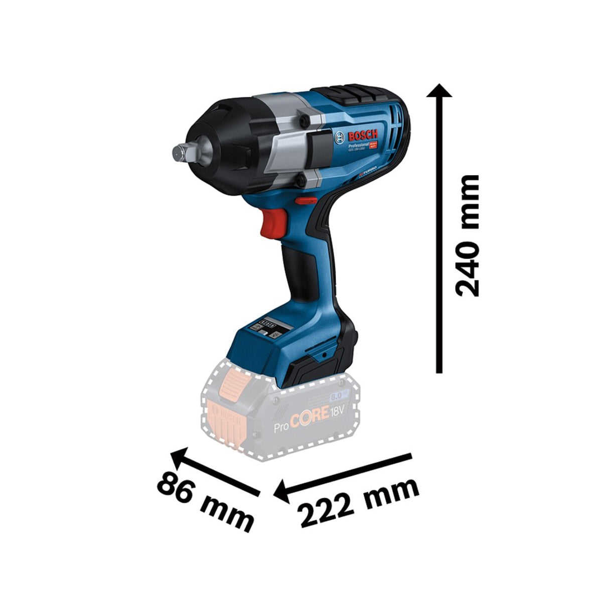 Bosch GDS 18V-1000 Professional BITURBO Impact Wrench Body Only Powerful Tool 06019J8300