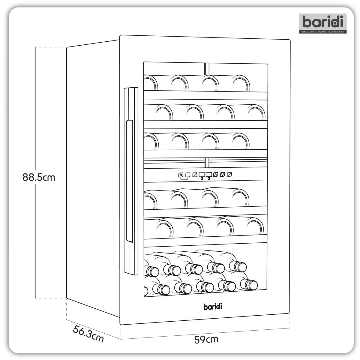 Sealey DH118 Baridi 57 Bottle Dual Zone Built-In Fridge & Cooler 60cm