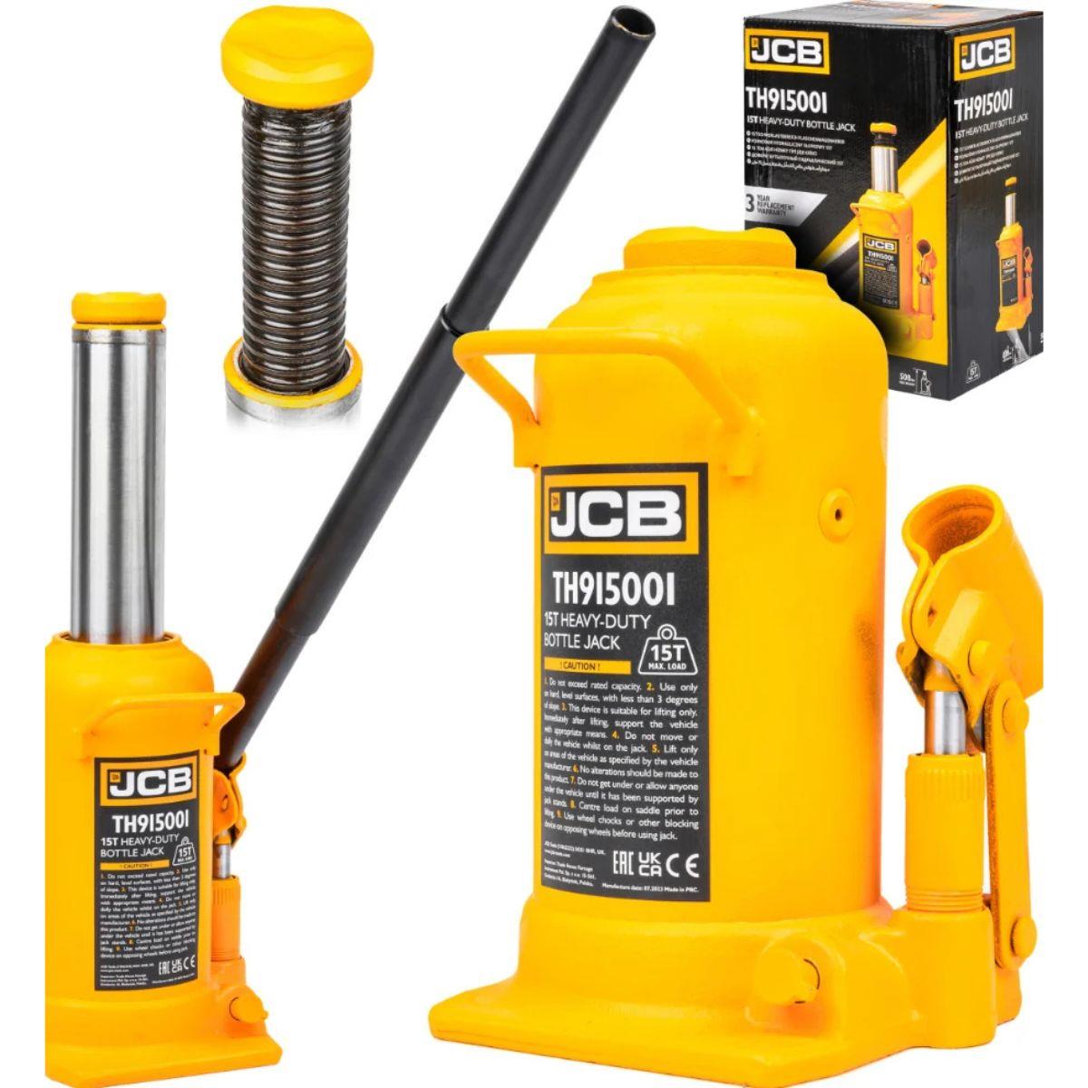 JCB-TH915001 15 Tonne Heavy-Duty Automotive Hydraulic Bottle Jack 508mm Maximum Lift