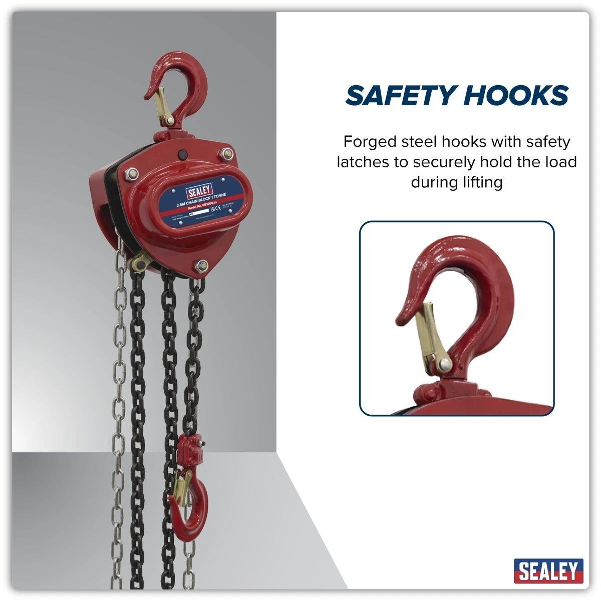 Sealey CB1000 1 Tonne Chain Block 2.5m Drop