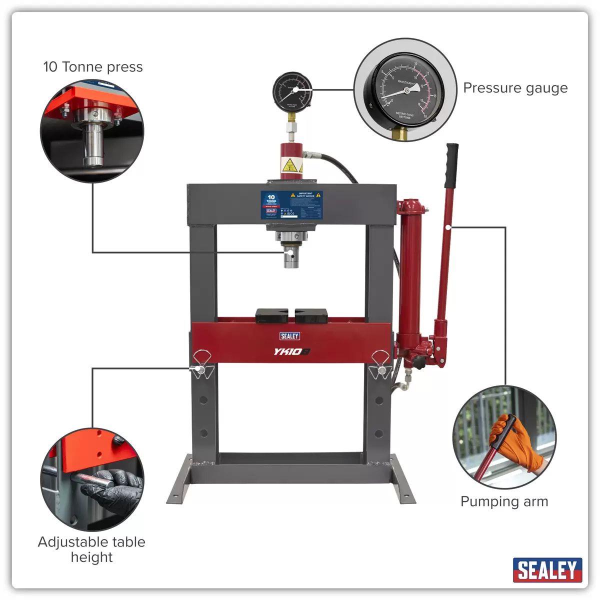 Sealey YK10B Hydraulic Bench Type Press 10 Tonne