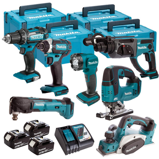 Makita 7 Piece Kit 18V Li-ion with 3 x 5.0Ah Batteries Charger T4TKIT-92