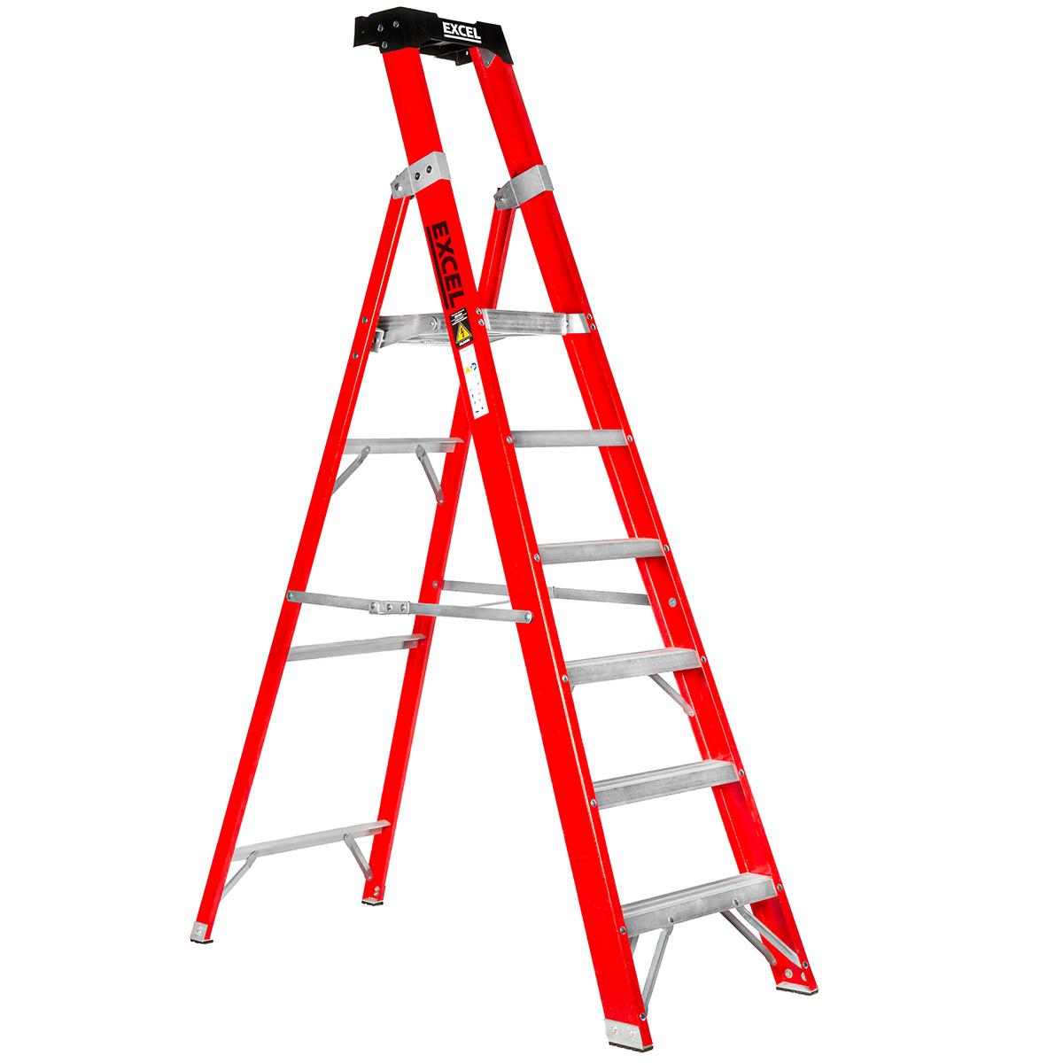Excel Electricians Fibreglass Platform Step Ladder 6 Tread 2.04m EN131