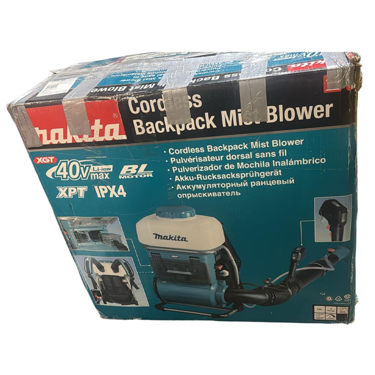Makita PM001GL202 40V XGT Brushless Backpack Mist Blower With 2 x 8.0Ah Batteries and Charger Item Condition Seller Refurbished
