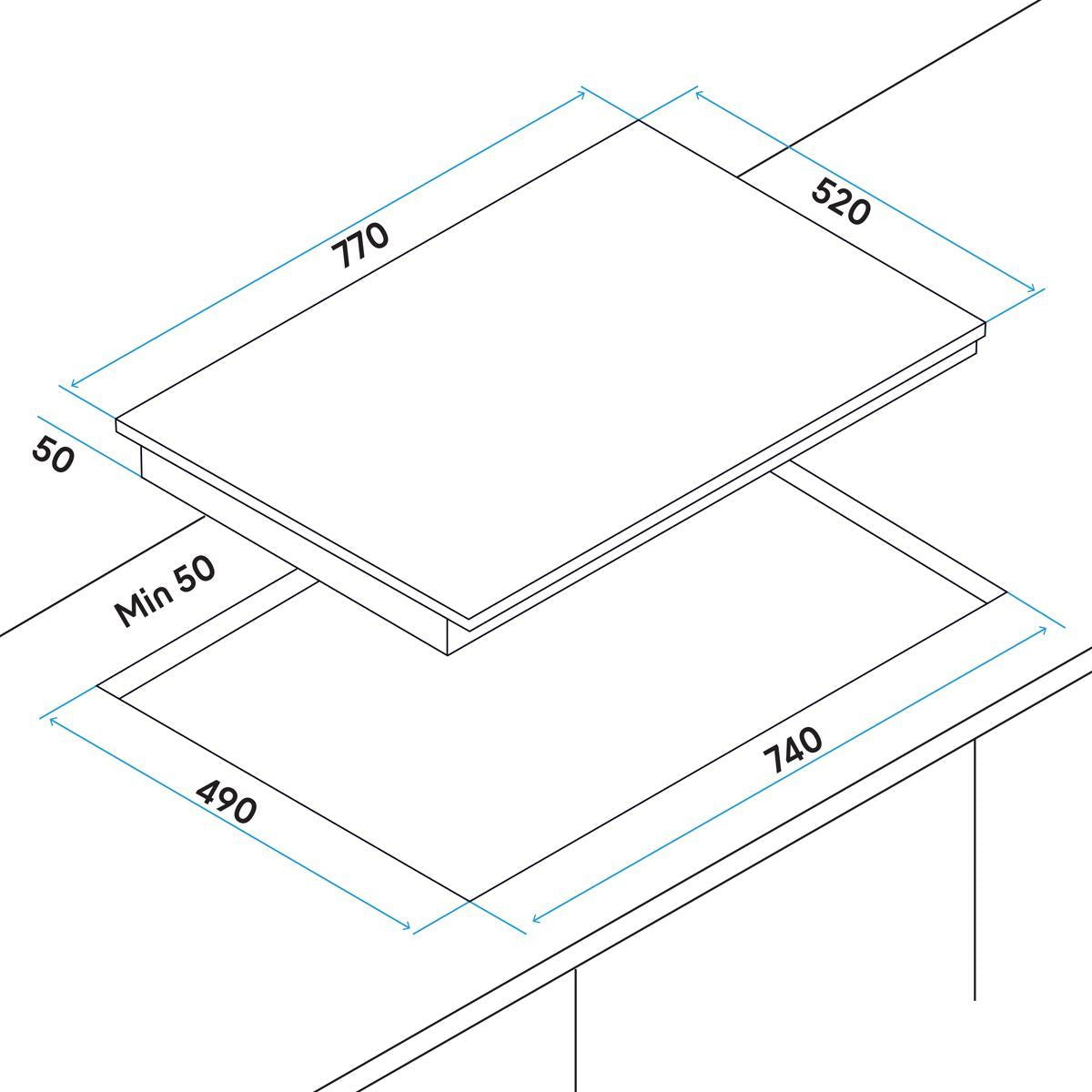 Sealey DH175 Baridi Integrated Ceramic Hob with 5 Cooking Zones 77cm 8200W Output