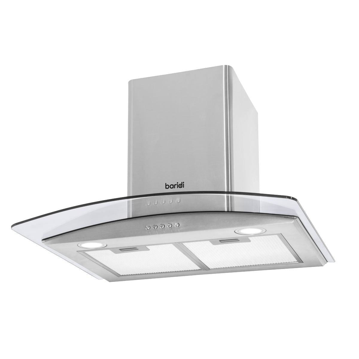 Sealey DH128 Baridi Curved Glass Cooker Hood with Carbon Filters & LED Lights 60cm Stainless Steel