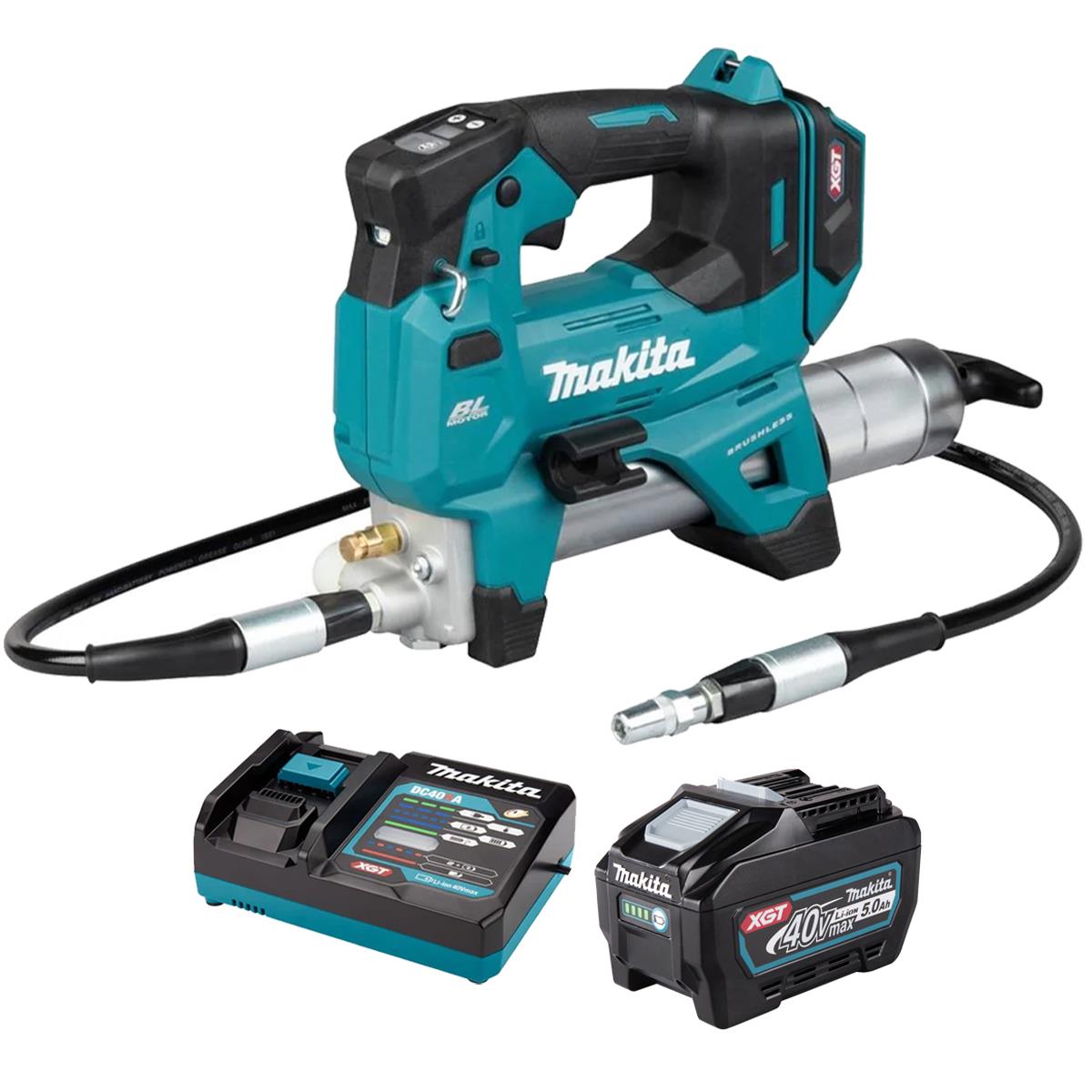 Makita GP001GZ 40V Max XGT Grease Gun with 1 x 5.0Ah Battery & Charger