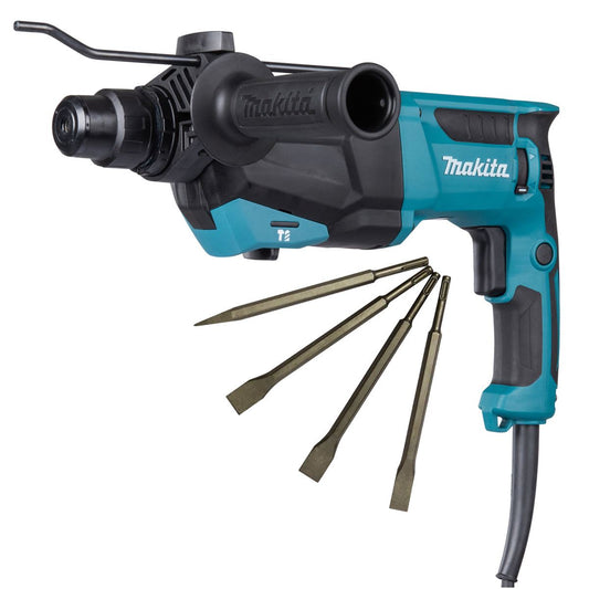 Makita HR2670/2 26mm SDS+ Rotary Hammer Drill With Excel Drill Chisel Set