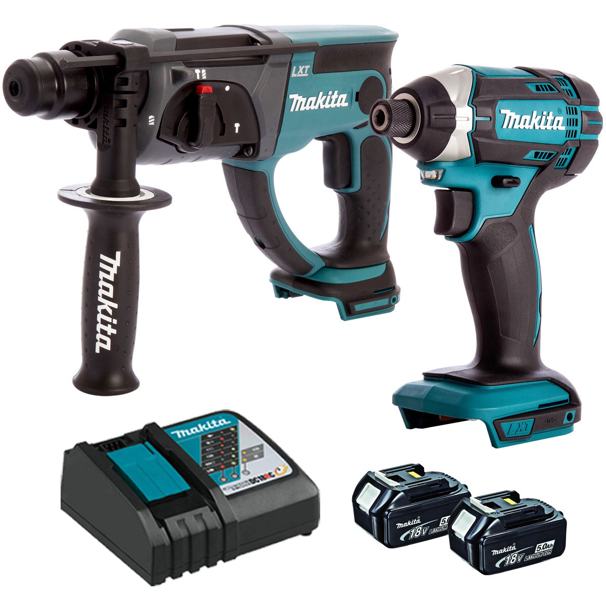 Makita Rotary Hammer Drill & Impact Driver with 2 x 5.0Ah Batteries & Charger