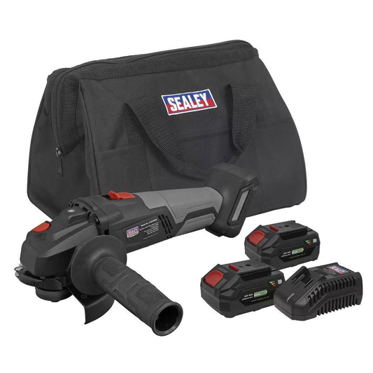 Sealey CP20VAGXKIT 20V Brushless 115mm Angle Grinder Kit with 2 x 4.0Ah Batteries & Charger in Bag