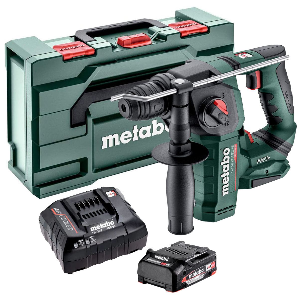 Metabo BH 18 LTX BL 16 18V Brushless SDS+ Rotary Hammer with 1 x 2.0Ah Battery Charger & Metabox